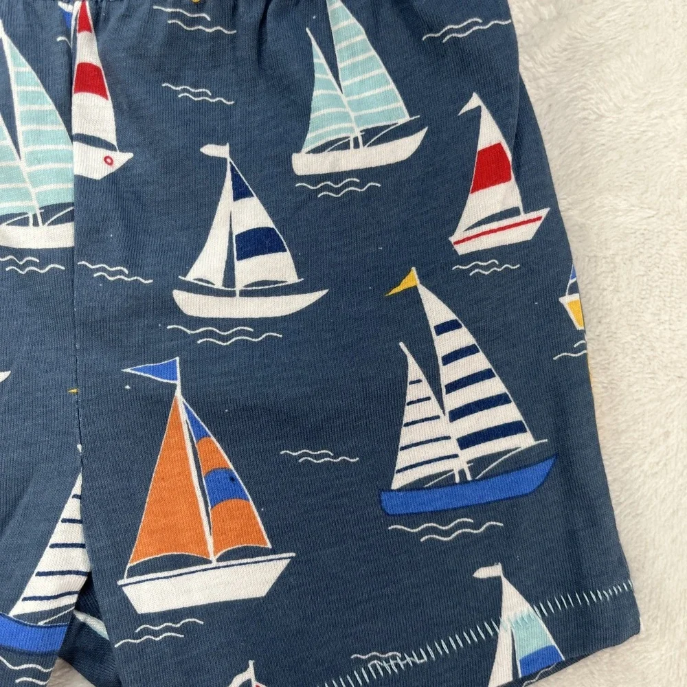 Mudpie Cotton Shorts Baby Boy 12-18m Nautical Sailboats Coastal Summer Beach